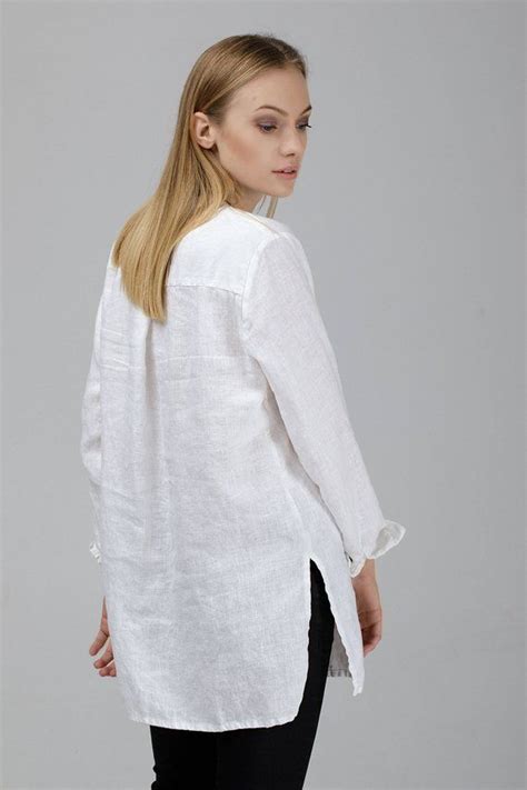 oversized white linen shirt women.